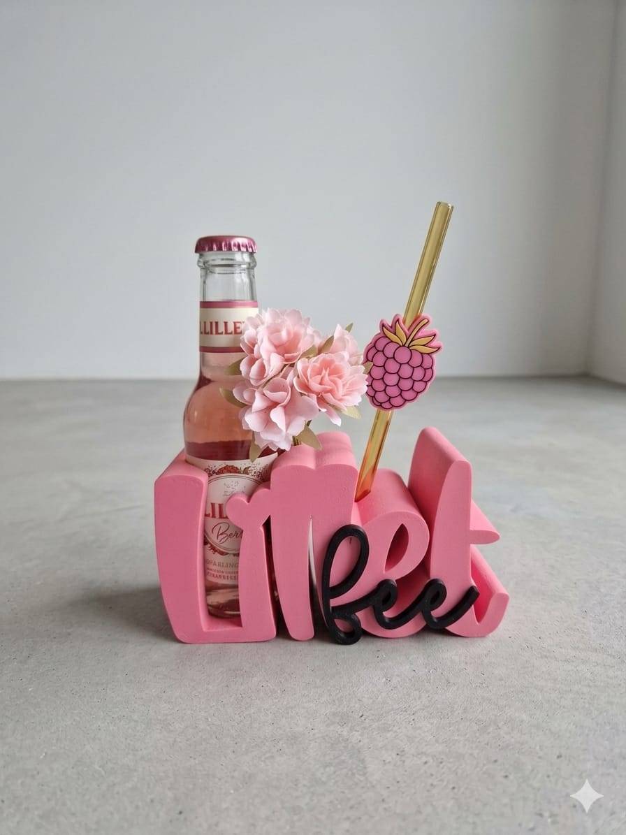GLÜCK-Schriftzug in Rosa